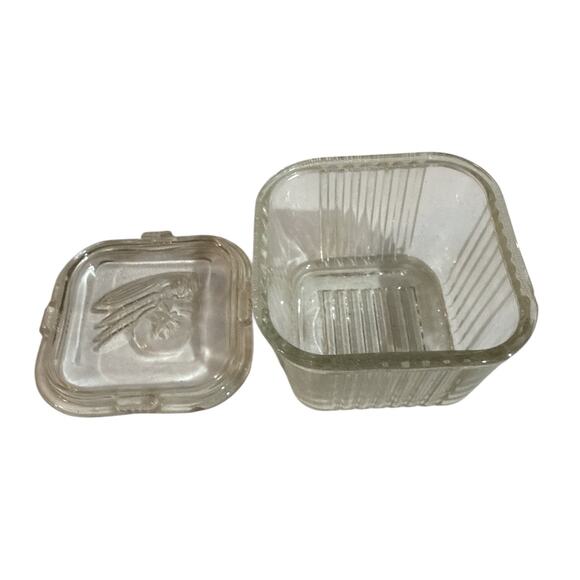 Vtg Small Square Vegetables Refrigerator Covered Dish 4.50" - Picture 2 of 2